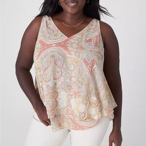 NEW Plus Size Lane Bryant Cream and Orange Ruffle Camisole